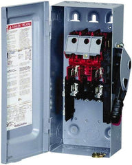 Square D - 30 Amp, 240 VAC, 250 VDC, 2 Pole Fused Safety Switch - NEMA 1, 0.5 hp at 120 VAC, 1.5 hp at 240 VAC, 3 hp at 240 VAC Max (Single Phase), 3 hp at 240 VAC (std) 7.5 hp at 240 VAC (Max) 5 hp at 250VDC (Triple Phase), DPST Contact Form - USA Tool & Supply