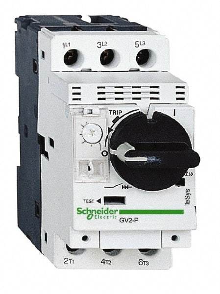 Schneider Electric - 0.16 Amp, 690 VAC at 50/60 Hz, 3 Pole, Bolt On, Clip Motor Circuit Breaker - Thermal Magnetic Trip, Multiple Breaking Capacity Ratings, 97mm Deep x 89mm High x 45mm Wide - USA Tool & Supply
