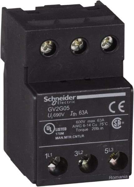 Schneider Electric - 63 Amp Circuit Breaker Terminal Block - Use with Linergy, TeSys D, TeSys GV2, TeSys K, TeSys U - USA Tool & Supply