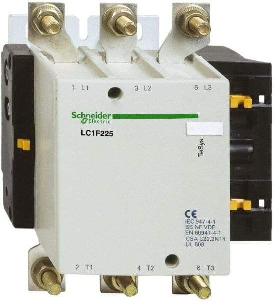 Schneider Electric - 3 Pole, 120 Coil VAC, 225 Amp at 440 VAC, Nonreversible IEC Contactor - Bureau Veritas, CCC, CSA, DNV, EN/IEC 60947-1, EN/IEC 60947-4-1, GL, JEM 1038, LROS, RINA, RMRoS, RoHS Compliant, UL Listed - USA Tool & Supply