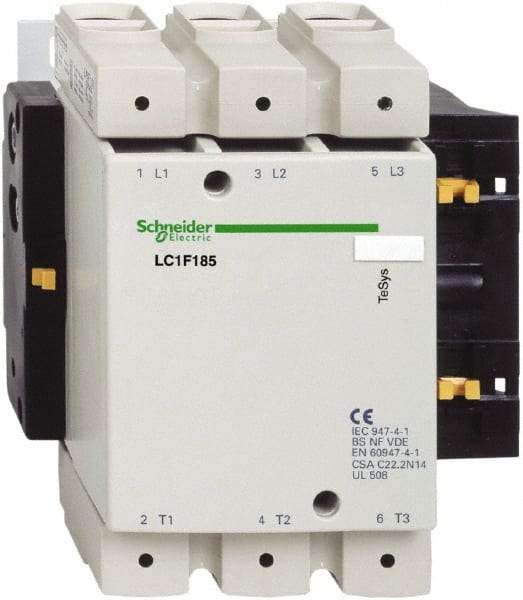 Schneider Electric - 3 Pole, 127 Coil VAC at 50-400 Hz and 127 Coil VDC, 170 Amp at 440 VAC, 185 Amp at 440 VAC and 275 Amp at 440 VAC, Nonreversible IEC Contactor - USA Tool & Supply