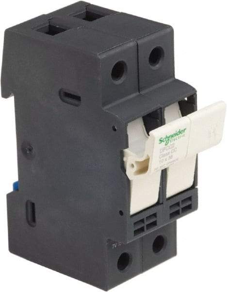 Schneider Electric - 2 Pole, 600 Volt, 30 Amp, DIN Rail Mount Fuse Holder - Compatible with CC Class, 35mm Wide Fuse - USA Tool & Supply