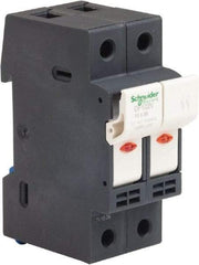 Schneider Electric - 2 Pole, 600 Volt, 32 Amp, DIN Rail Mount Fuse Holder - Compatible with AM,GG Class, 38mm Long x 35mm Wide and 10mm Diameter Fuse - USA Tool & Supply