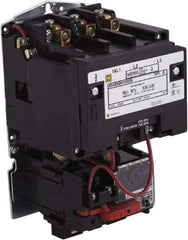 Square D - 208 Coil VAC at 60 Hz, 600 Coil VAC, 27 Amp, NEMA Size 1, Open Enclosure NEMA Motor Starter - 1 Phase hp: 7 1/2 at 200 Volt, 7 1/2 at 230 Volt, 3 Phase hp: 10 at 460 Volt, 10 at 575 Volt - USA Tool & Supply