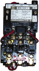 Square D - 110 Coil VAC at 50 Hz, 120 Coil VAC at 60 Hz, 27 Amp, NEMA Size 1, Nonreversible Open Enclosure NEMA Motor Starter - 1 Phase hp: 2 at 115 VAC, 3 at 230 VAC - USA Tool & Supply