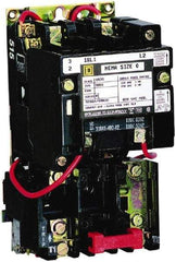 Square D - 220 Coil VAC at 50 Hz, 240 Coil VAC at 60 Hz, 18 Amp, Nonreversible Open Enclosure NEMA Motor Starter - 1 Phase hp: 1 at 115 VAC, 2 at 230 VAC - USA Tool & Supply