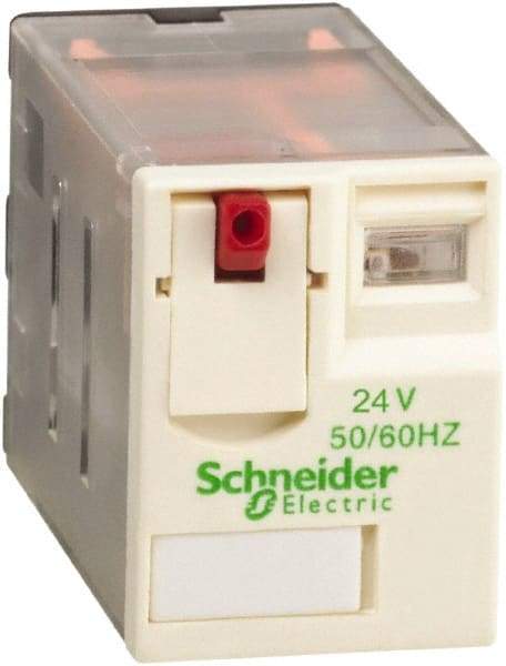 Schneider Electric - 2,500 VA Power Rating, Electromechanical Plug-in General Purpose Relay - 10 Amp at 250/277 VAC & 28/30 VDC, 5 at 250 VAC & 28 VDC, 3CO, 24 VAC at 50/60 Hz - USA Tool & Supply