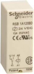 Schneider Electric - 3,000 VA Power Rating, Electromechanical Plug-in General Purpose Relay - 12 Amp at 250 VAC & 12 Amp at 28 VDC, 1CO, 24 VDC - USA Tool & Supply