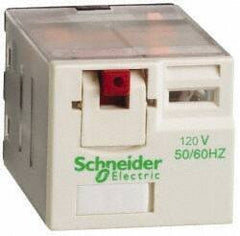 Schneider Electric - 3,750 VA Power Rating, Electromechanical Plug-in General Purpose Relay - 15 Amp at 250 VAC & 28 VDC, 4CO, 120 VAC - USA Tool & Supply