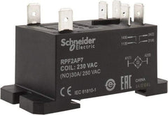 Schneider Electric - 7,500 VA Power Rating, Electromechanical Plug-in General Purpose Relay - 20 Amp at 28 VDC, 25 at 28 VDC, 30 at 250/277 VAC, 2NO, 230 VAC - USA Tool & Supply