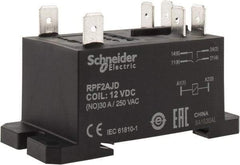 Schneider Electric - 7,500 VA Power Rating, Electromechanical Plug-in General Purpose Relay - 20 Amp at 28 VDC, 25 at 28 VDC, 30 at 250/277 VAC, 2NO, 12 VDC - USA Tool & Supply