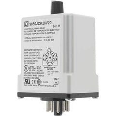 Square D - 0.66 min Delay, DPDT Time Delay Relay - 10 Contact Amp, 110 VDC & 120 VAC - USA Tool & Supply