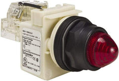 Schneider Electric - 120 V Red Lens LED Press-to-Test Indicating Light - Round Lens, Screw Clamp Connector, Corrosion Resistant, Dust Resistant, Oil Resistant - USA Tool & Supply