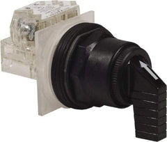 Schneider Electric - 1.18 Inch Mount Hole, 3 Position, Knob and Pushbutton Operated, Selector Switch - Black, Momentary (MO), Anticorrosive, Weatherproof, Dust and Oil Resistant - USA Tool & Supply