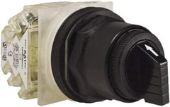 Schneider Electric - 1.18 Inch Mount Hole, 3 Position, Knob and Pushbutton Operated, Selector Switch - Black, Maintained (MA), Anticorrosive, Weatherproof, Dust and Oil Resistant - USA Tool & Supply