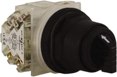 Schneider Electric - 1.18 Inch Mount Hole, 3 Position, Knob and Pushbutton Operated, Selector Switch - Black, Maintained (MA), Anticorrosive, Weatherproof, Dust and Oil Resistant - USA Tool & Supply