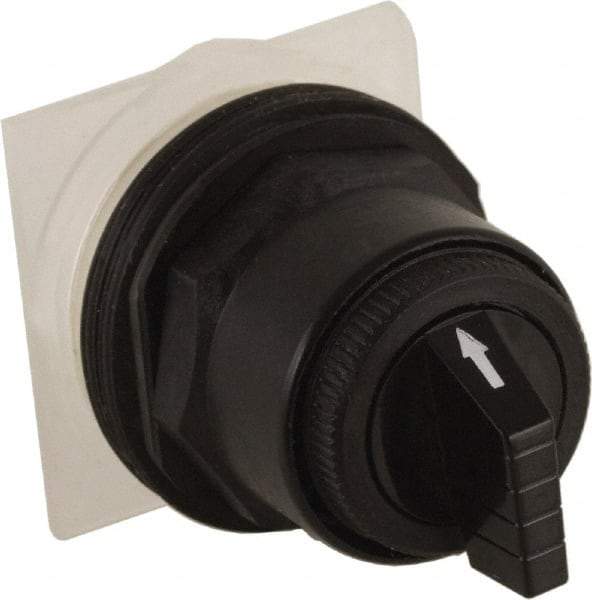 Schneider Electric - 30mm Mount Hole, 3 Position, Knob and Pushbutton Operated, Selector Switch Only - Black, Maintained (MA), without Contact Blocks, Anticorrosive, Weatherproof, Dust and Oil Resistant - USA Tool & Supply