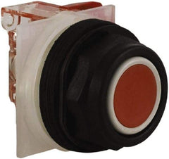 Schneider Electric - 30mm Mount Hole, Extended Straight, Pushbutton Switch with Contact Block - Red Pushbutton, Momentary (MO) - USA Tool & Supply