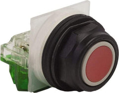 Schneider Electric - 30mm Mount Hole, Extended Straight, Pushbutton Switch with Contact Block - Red Pushbutton, Momentary (MO) - USA Tool & Supply