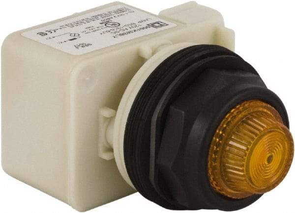 Schneider Electric - 120 V Amber Lens LED Indicating Light - Round Lens, Screw Clamp Connector, Corrosion Resistant, Dust Resistant, Oil Resistant - USA Tool & Supply