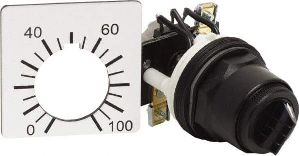 Square D - 2,500 Ohm, 30mm, 300 VAC Potentiometer - 2 Watts, Nonilluminated, Knob Operated, NEMA 4, 13 - USA Tool & Supply