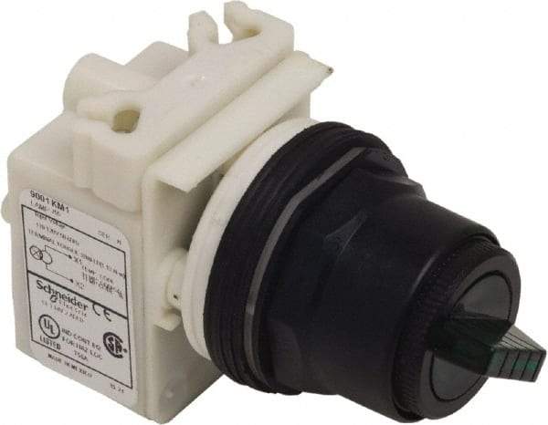 Schneider Electric - 1.18 Inch Mount Hole, 2 Position, Knob and Pushbutton Operated, Selector Switch Only - Green, Maintained (MA), without Contact Blocks, Anticorrosive, Weatherproof, Dust and Oil Resistant - USA Tool & Supply