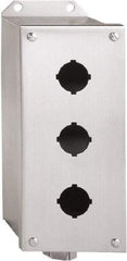 Schneider Electric - 3 Hole, 30mm Hole Diameter, Stainless Steel Pushbutton Switch Enclosure - 1, 3, 4, 12, 4X NEMA Rated - USA Tool & Supply