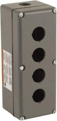 Schneider Electric - 4 Hole, 30mm Hole Diameter, Aluminum Pushbutton Switch Enclosure - 1, 3, 4, 6, 12, 13 NEMA Rated - USA Tool & Supply