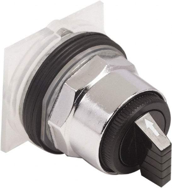 Schneider Electric - 30mm Mount Hole, 3 Position, Knob and Pushbutton Operated, Selector Switch Only - Black, Momentary (MO), without Contact Blocks, Weatherproof and Dust and Oil Resistant - USA Tool & Supply