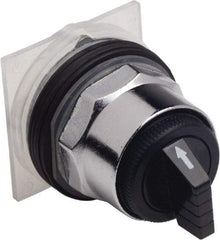 Schneider Electric - 30mm Mount Hole, 3 Position, Knob and Pushbutton Operated, Selector Switch Only - Black, Momentary (MO), without Contact Blocks, Weatherproof and Dust and Oil Resistant - USA Tool & Supply