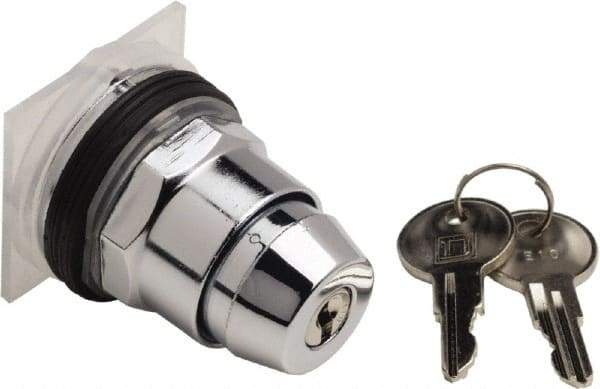 Schneider Electric - 30mm Mount Hole, 3 Position, Knob and Pushbutton Operated, Selector Switch Only - Black, Momentary (MO), without Contact Blocks, Weatherproof and Dust and Oil Resistant - USA Tool & Supply