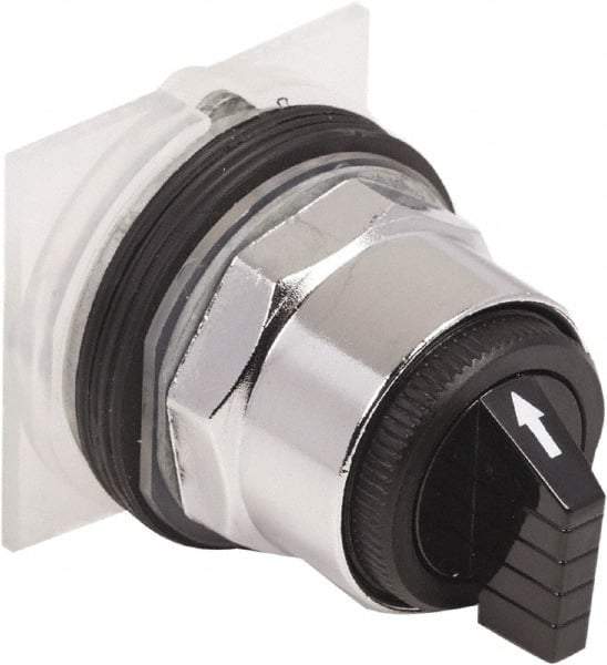Schneider Electric - 1.18 Inch Mount Hole, 3 Position, Knob and Pushbutton Operated, Selector Switch Only - Black, Maintained (MA), without Contact Blocks, Weatherproof and Dust and Oil Resistant - USA Tool & Supply