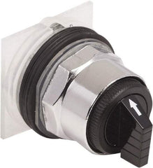 Schneider Electric - 1.18 Inch Mount Hole, 3 Position, Knob and Pushbutton Operated, Selector Switch Only - Black, Maintained (MA), without Contact Blocks, Weatherproof and Dust and Oil Resistant - USA Tool & Supply