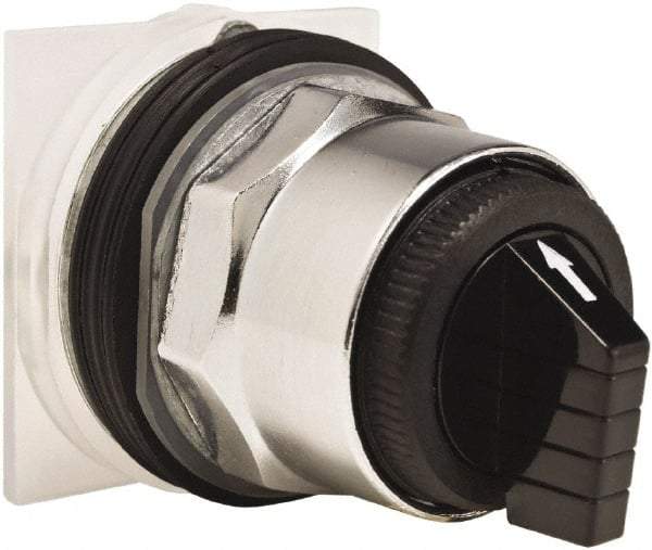 Schneider Electric - 30mm Mount Hole, 3 Position, Knob and Pushbutton Operated, Selector Switch Only - Black, Maintained (MA), without Contact Blocks, Weatherproof and Dust and Oil Resistant - USA Tool & Supply