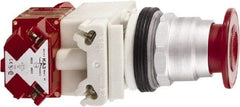 Schneider Electric - 30mm Mount Hole, Extended Straight, Pushbutton Switch with Contact Block - Red Pushbutton, Maintained (MA), Momentary (MO) - USA Tool & Supply