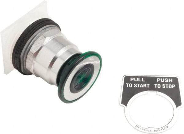 Schneider Electric - 30mm Mount Hole, Extended Straight, Pushbutton Switch Only - Round, Green Pushbutton, Maintained (MA), Momentary (MO), Weatherproof, Dust and Oil Resistant - USA Tool & Supply