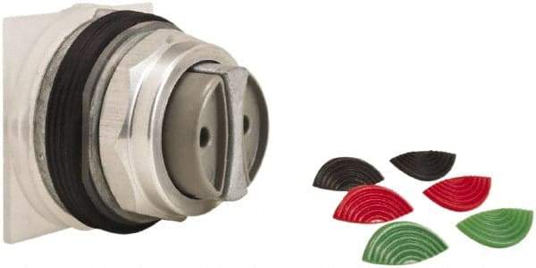 Schneider Electric - 1.18 Inch Mount Hole, Extended Straight, Pushbutton Switch Only - Round, Black, Green and Red Pushbutton, Momentary (MO), Weatherproof, Dust and Oil Resistant - USA Tool & Supply