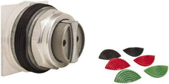 Schneider Electric - 1.18 Inch Mount Hole, Extended Straight, Pushbutton Switch Only - Round, Black, Green and Red Pushbutton, Momentary (MO), Weatherproof, Dust and Oil Resistant - USA Tool & Supply