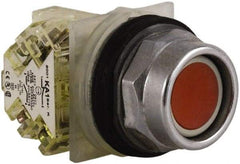 Schneider Electric - 30mm Mount Hole, Extended Straight, Pushbutton Switch with Contact Block - Red Pushbutton, Momentary (MO) - USA Tool & Supply