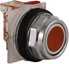Schneider Electric - 30mm Mount Hole, Extended Straight, Pushbutton Switch with Contact Block - Red Pushbutton, Momentary (MO) - USA Tool & Supply