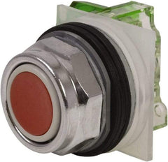 Schneider Electric - 30mm Mount Hole, Extended Straight, Pushbutton Switch with Contact Block - Red Pushbutton, Momentary (MO) - USA Tool & Supply