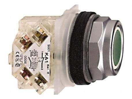 Schneider Electric - 30mm Mount Hole, Flush, Pushbutton Switch with Contact Block - Octagon, Multicolor Pushbutton, Momentary (MO) - USA Tool & Supply