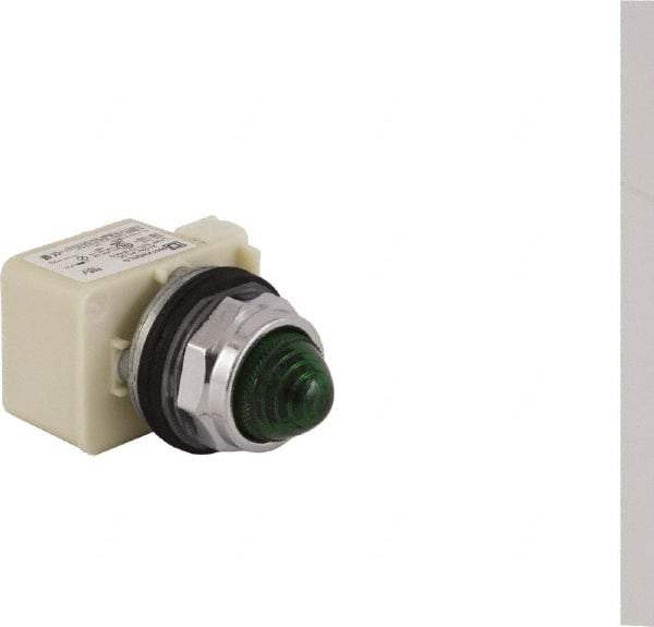 Schneider Electric - 24 V Green Lens LED Pilot Light - Round Lens, Screw Clamp Connector - USA Tool & Supply