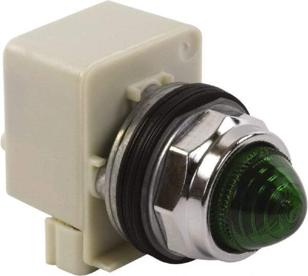 Schneider Electric - 120 V Green Lens Incandescent Pilot Light - Round Lens, Screw Clamp Connector - USA Tool & Supply