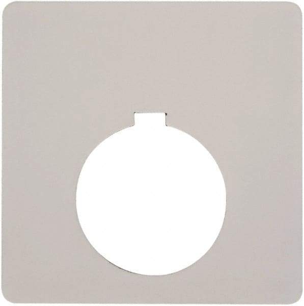 Schneider Electric - Square, Plastic Legend Plate - Blank - White Background, Black Letters, 1.2 Inch Hole Diameter, 2-1/2 Inch Square - USA Tool & Supply