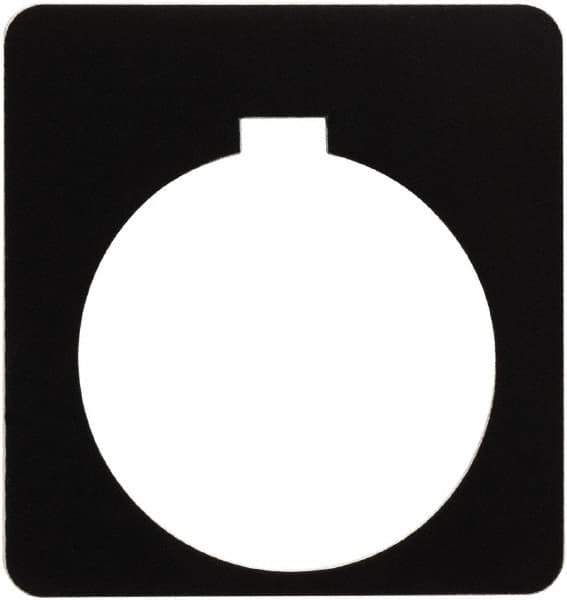 Schneider Electric - Square, Plastic Legend Plate - Blank - Black Background, White Letters, 1.2 Inch Hole Diameter, 1-3/4 Inch Square - USA Tool & Supply
