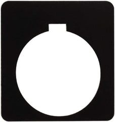 Schneider Electric - Square, Plastic Legend Plate - Blank - Black Background, White Letters, 1.2 Inch Hole Diameter, 1-3/4 Inch Square - USA Tool & Supply