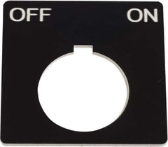 Schneider Electric - Square, Plastic Legend Plate - Off-On - Black Background, White Letters, 1.2 Inch Hole Diameter, 2-1/4 Inch Square - USA Tool & Supply
