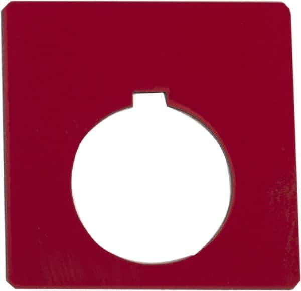 Schneider Electric - Square, Plastic Legend Plate - Blank - Red Background, Black Letters, 1.2 Inch Hole Diameter, 2-1/4 Inch Square - USA Tool & Supply