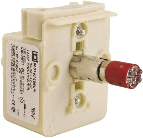 Schneider Electric - 24-28 VAC, 24-28 VDC Red Lens LED Light Module - USA Tool & Supply